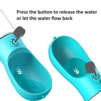 Portable Pet Water Bottle with Food Container - Outdoor Water Dispenser for Dogs and Cats (19 oz)