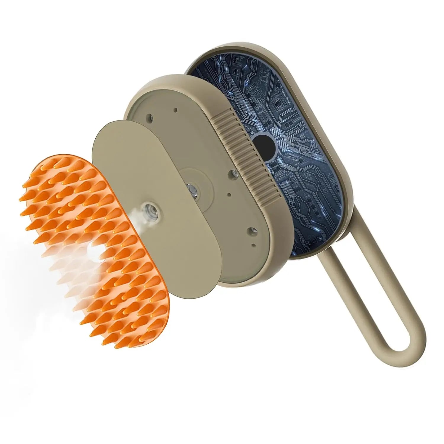 M Spoiled 2nd Generation 3-in-1 Pet Steam Brush for Dogs and Cats - Steam Grooming Comb and Water Brush for Shedding and Grooming (Khaki & White)