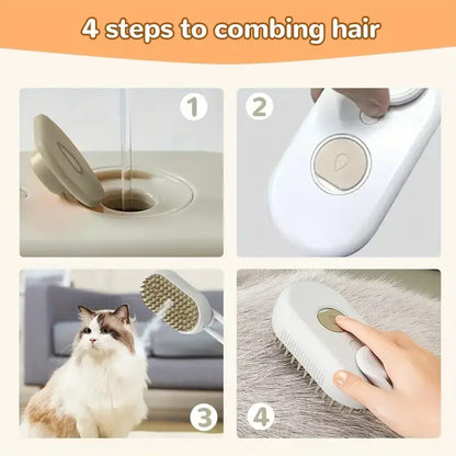 M Spoiled 2nd Generation 3-in-1 Pet Steam Brush for Dogs and Cats - Steam Grooming Comb and Water Brush for Shedding and Grooming (Khaki & White)