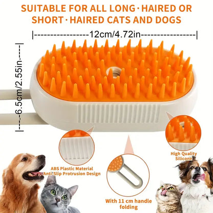 M Spoiled 2nd Generation 3-in-1 Pet Steam Brush for Dogs and Cats - Steam Grooming Comb and Water Brush for Shedding and Grooming (Khaki & White)