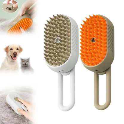 M Spoiled 2nd Generation 3-in-1 Pet Steam Brush for Dogs and Cats - Steam Grooming Comb and Water Brush for Shedding and Grooming (Khaki & White)